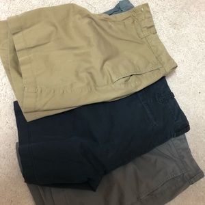 3 J Crew 7 inch inseam shorts in khaki grey blue